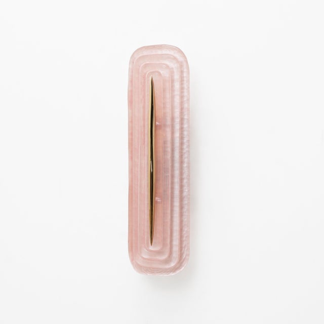 Modern Pink Murano Glass and Brass Sconces, Italy, 2000s, Set of 2 For Sale - Image 4 of 8
