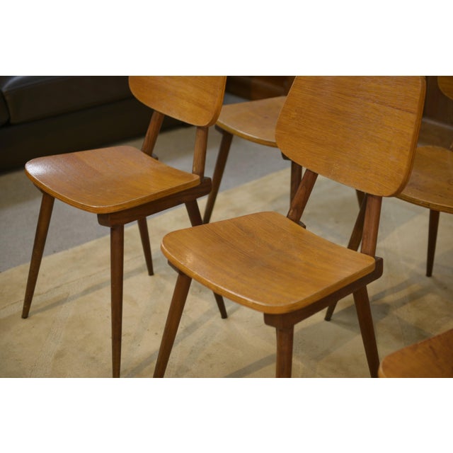 Wood Vintage Brown Oak Chairs, 1960s, Set of 8 For Sale - Image 7 of 11