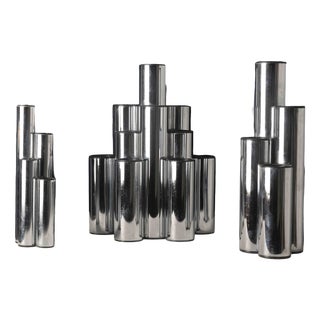 Space Age Vases in Chromed Metal, Europe, 1970s, Set of 3 For Sale