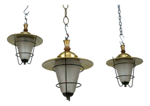 Mid-Century Aluminum and Glass Lanterns, Italy, 1960s, Set of 3