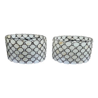 Stunning Pair of Heavyweight 16-Inch Mission-Style Stained Glass Shades For Sale