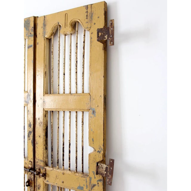 Antique Painted Wood & Iron Doors - - a Pair For Sale - Image 4 of 13