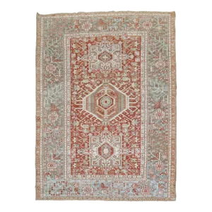 Antique Heriz Geometric Accent Rug, 4'9'' X 6'2''