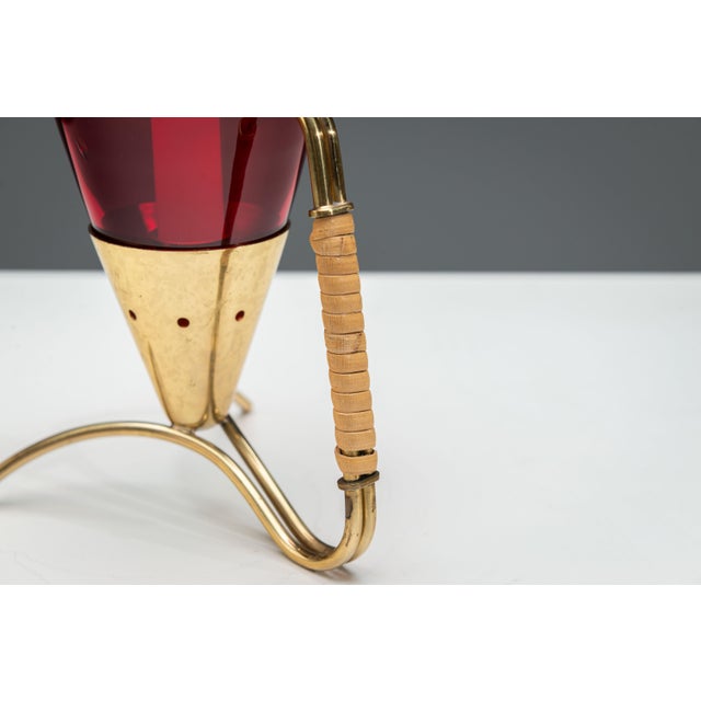 Candleholder in Brass and Glass and Rattan by Gunnar Ander for Ystad Metall, 1960s For Sale - Image 10 of 14