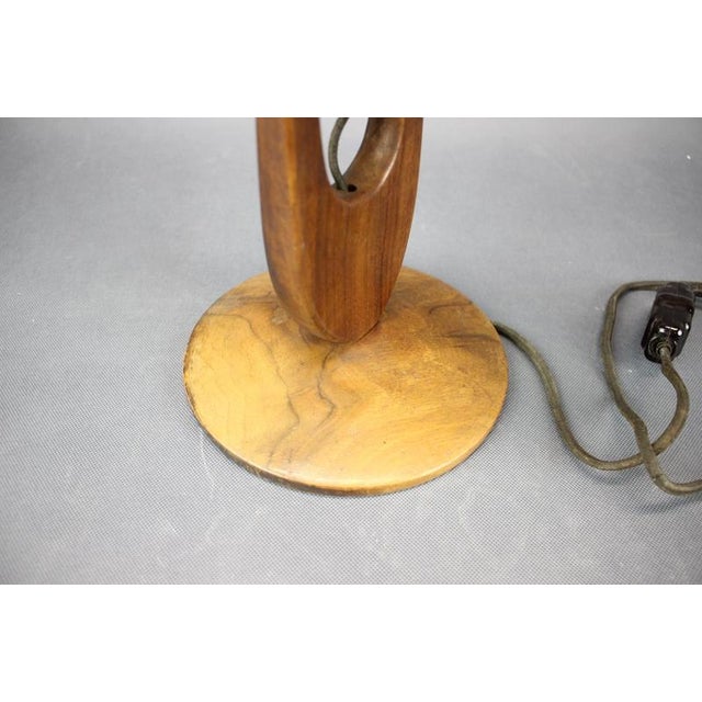 Mid-Century Adjustable Wooden Table Lamp with Checkered Shade, Czechoslovakia, 1, 1970 For Sale - Image 3 of 10