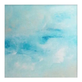Framed Original Art Print Blue Sky Clouds Soft Colors For Sale