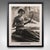 This is a vintage monochrome photograph of a loom weaver. An Oriental, framed large format black & white portrait, dating...