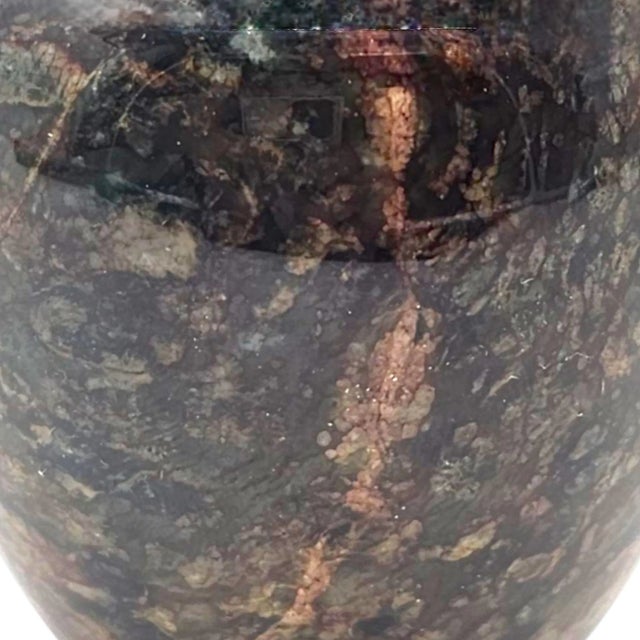 Brown Vintage Polished Marble Stone Vase Autumn Tones Organic Modern Decorative Object 3.5" For Sale - Image 8 of 8