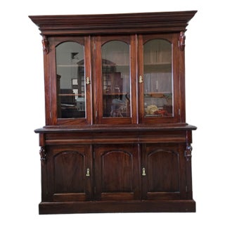 Monumental 19th-Century English Mahogany Breakfront Bookcase For Sale