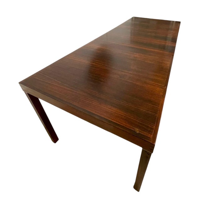 Brown Vintage Mid-Century Modern Extendable Dining Table With Removable Stored Leaf For Sale - Image 8 of 11