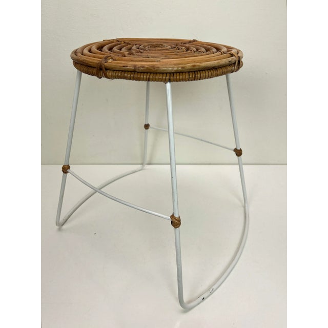 Bamboo and Steel Stool in the style of Rohé, 1960s For Sale - Image 10 of 10