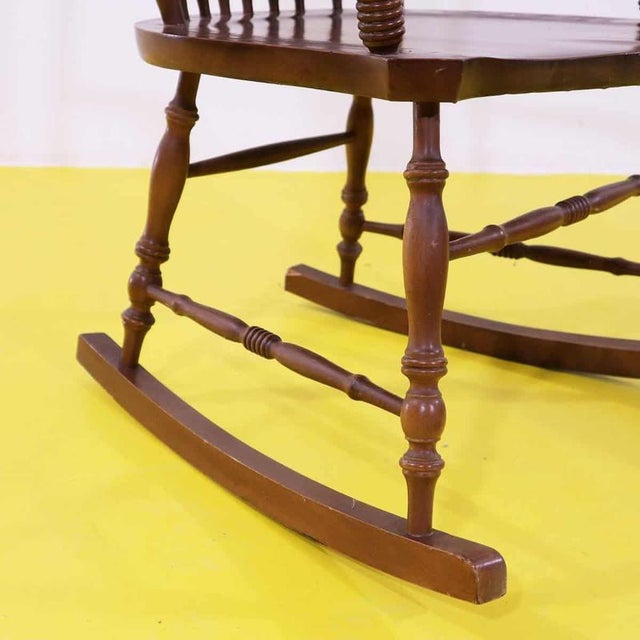 2000 - 2009 Wooden Rocking Chair with Turned Backrest Decoration For Sale - Image 5 of 10