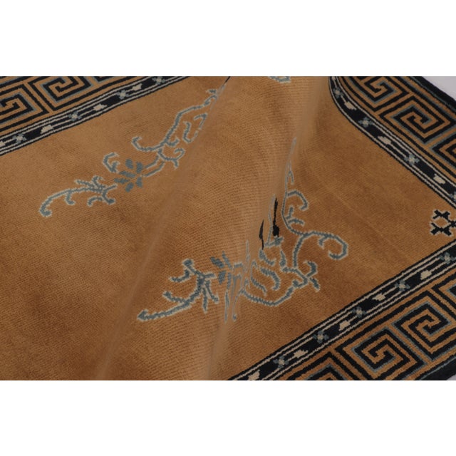 Textile Rug & Kilim’s Chinese Art Deco Inspired Runner Rug, Brown With Greek Key Border For Sale - Image 7 of 8