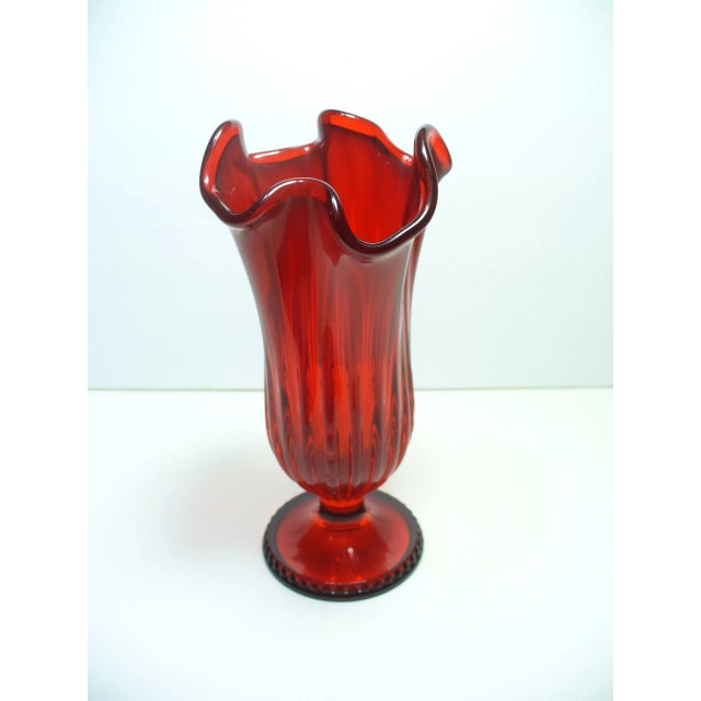 Glass Mid 20th Century Red Art Glass Deco Vase For Sale - Image 7 of 9