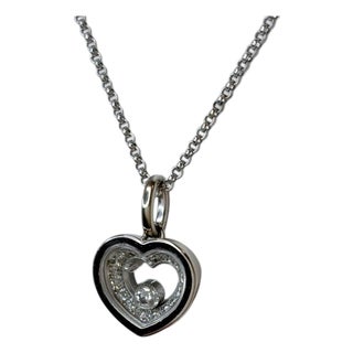 Chopard Happy Diamonds Icons Heart Pendant Necklace 18kwg 0.34 Ct, +Certificate For Sale