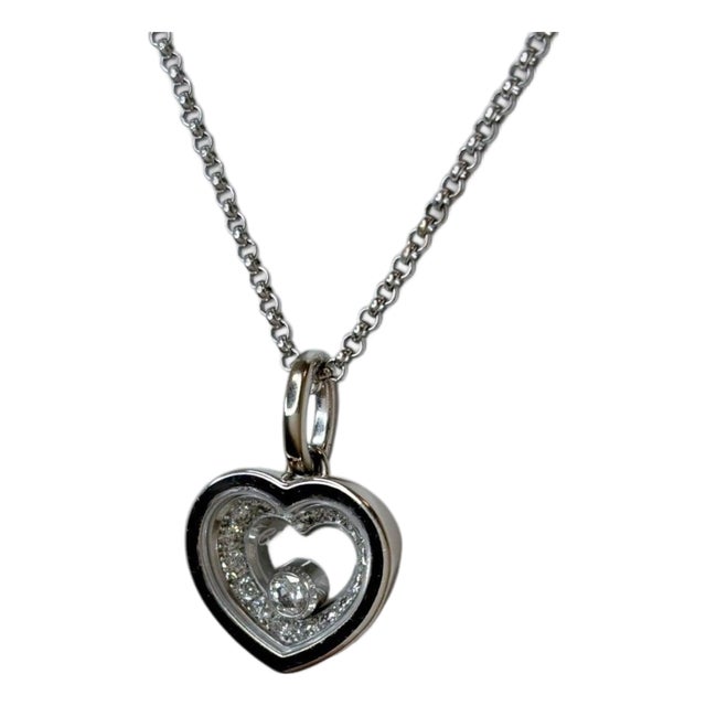Chopard Happy Diamonds Icons Heart Pendant Necklace 18kwg 0.34 Ct, +Certificate For Sale