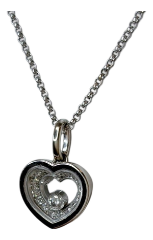 Chopard Happy Diamonds Icons Heart Pendant Necklace 18kwg 0.34 Ct, +Certificate