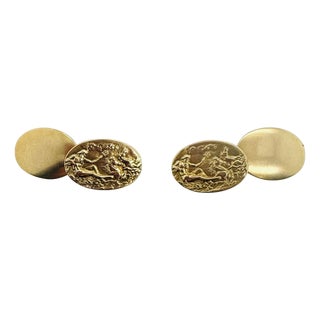 Larter & Sons Art Nouveau 14k Gold Poseidon Cufflinks, Circa 1900–1910, Pair For Sale