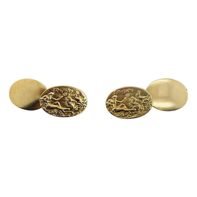 Larter & Sons Art Nouveau 14k Gold Poseidon Cufflinks, Circa 1900–1910, Pair For Sale