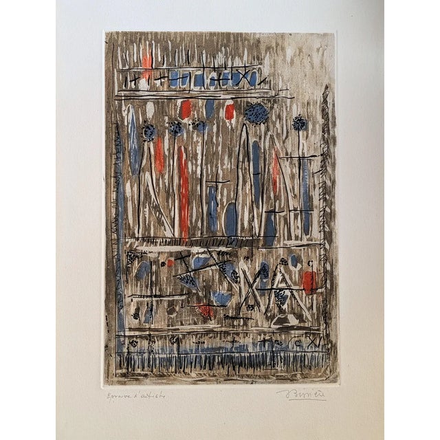 Roger Bissiere, Abstract Composition, Color Engraving, 1962 For Sale