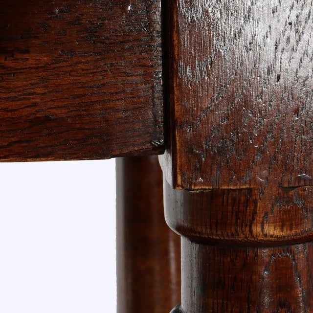 Wood Vintage Classical Oak Long Table With Roman Column-Form Legs & Shelf C1940 For Sale - Image 7 of 18