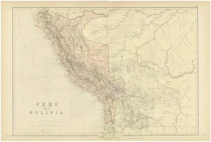 Antique Map of Peru and Bolivia, 1882