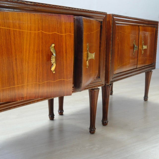 Mid-Century Bedside Tables in Italian Briar Design, 1950s, Set of 2 For Sale - Image 3 of 18