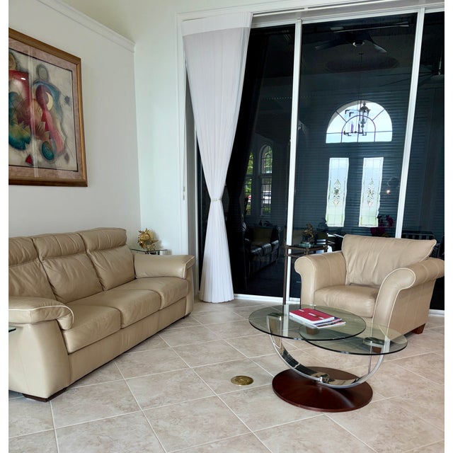 Sand Natuzzi Editions Mocha Colored Leather Sofa For Sale - Image 8 of 11