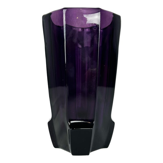 Vintage Art Deco Moser Glass Vase by Josef Hoffmann, 1920s For Sale
