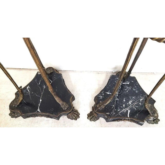 Antique Grand Entrance Italian Brass Griffins & Marble Display Stands - a Pair For Sale - Image 10 of 13