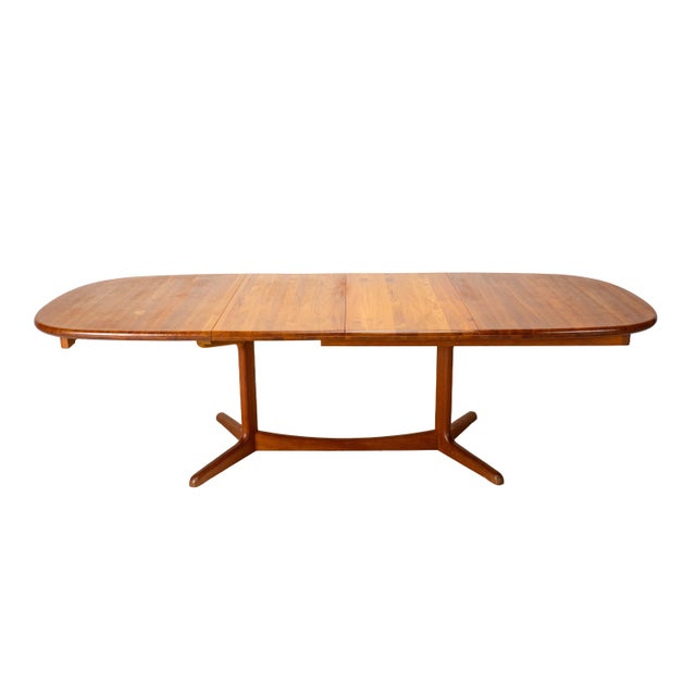 Mid-Century Modern 1990s Danish Modern Solid Teak Expandable 102" Dining Table W/ Two Leafs For Sale - Image 3 of 18