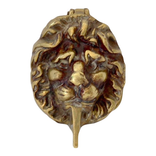 English Brass Lion Head Door Knocker For Sale