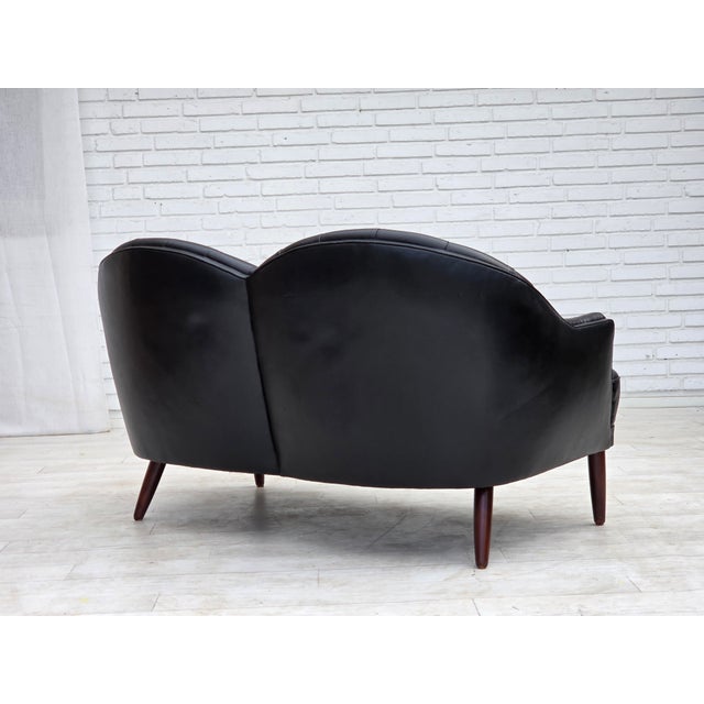 Scandinavian Sofa in Black Furniture Leather, 1960s For Sale - Image 14 of 18