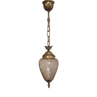 Vintage Ceiling Lamp with Tinted Teardrop-Shaped Glass Shade, 1970s For Sale