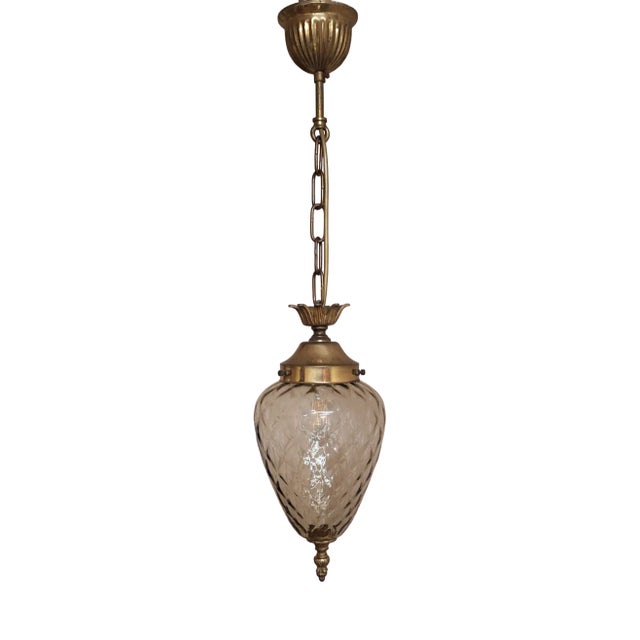 Vintage Ceiling Lamp with Tinted Teardrop-Shaped Glass Shade, 1970s For Sale