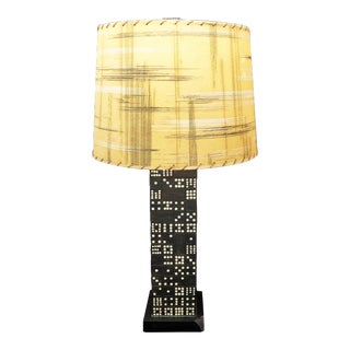 Mid Century Domino Table Lamp With Fiberglass Shade 1950’s For Sale