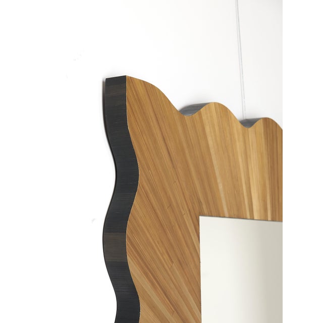 Not Yet Made - Made To Order Wave Mirror in Straw Marquetry in the Style of Jean Michel Frank For Sale - Image 5 of 6