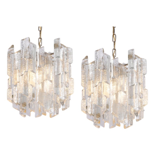 Vintage Murano Ice Glass Chandelier from Kalmar, 1970s For Sale