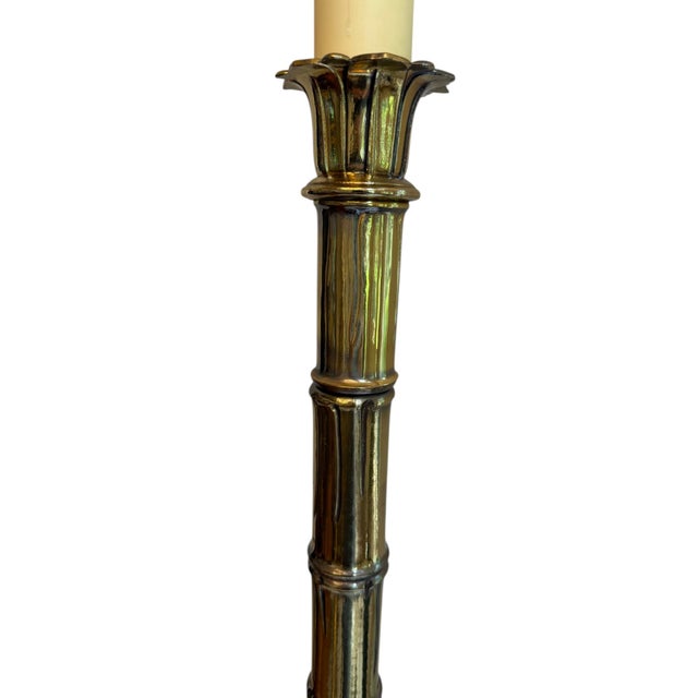 Mid 20th Century Mid 20th Century Ethan Allen Knob Creek Attributed Brass Bamboo Style Floor Lamp For Sale - Image 5 of 8