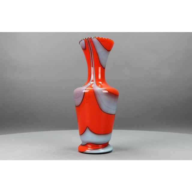 Italian Opaline Florence Glass Vase in Red and Grey, 1970s For Sale - Image 4 of 15