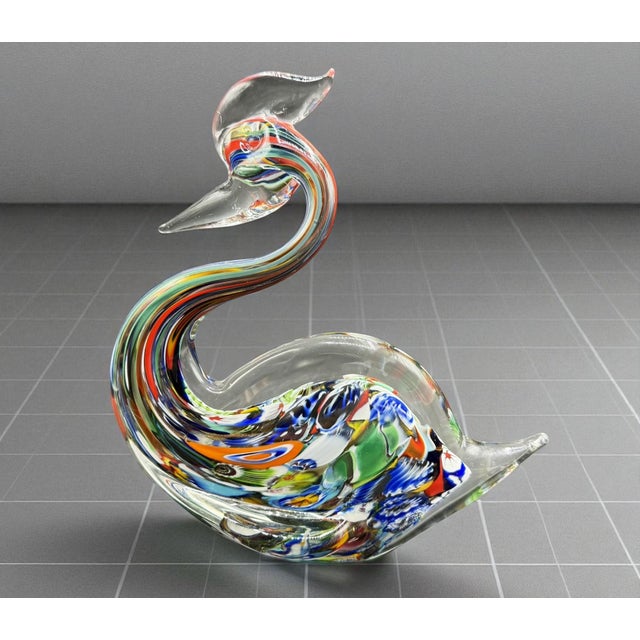 Murano Duck Sculpture with Colored Murrine in Blown Glass For Sale - Image 4 of 9
