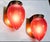 Pair Vintage Art deco light Old Lamp Wall Sconces Fixture Brass & Star Red Glass Shade Ship Light Lamp Excellent Working...