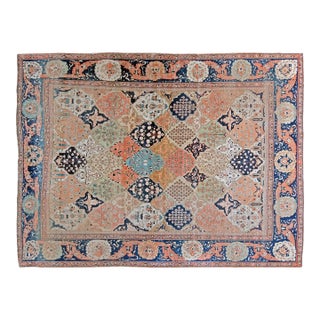 Antique Persian Mohtashem Kashan Handmade Wool Rug For Sale