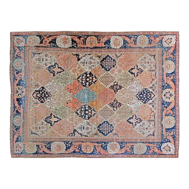 Antique Persian Mohtashem Kashan Handmade Wool Rug For Sale
