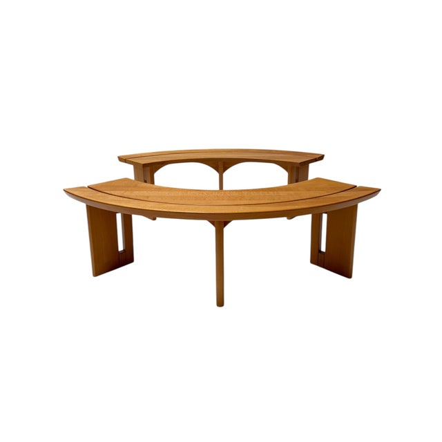 Pierre Chapo Curved Benches S38A by Pierre Chapo for Ebenisterie Seltz, France, 1970s, Set of 2 For Sale - Image 4 of 12