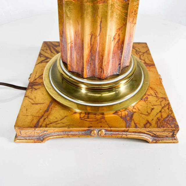 1960s Corinthian Table Lamp Patinated Gold Leaf For Sale - Image 9 of 13