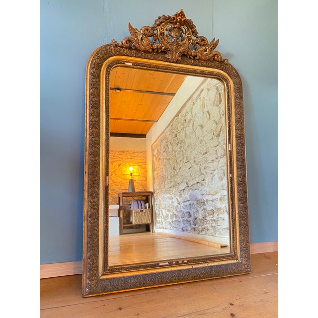 Large Antique Napoleon III Fireplace Mirror, 1800s For Sale - Image 3 of 7