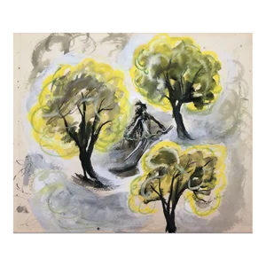1947 William Palmer Dancer in Landscape Watercolor
