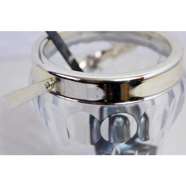 Crystal and Silver-Plated Ice Bucket with Spoon, 1970s, Set of 2 For Sale - Image 3 of 10