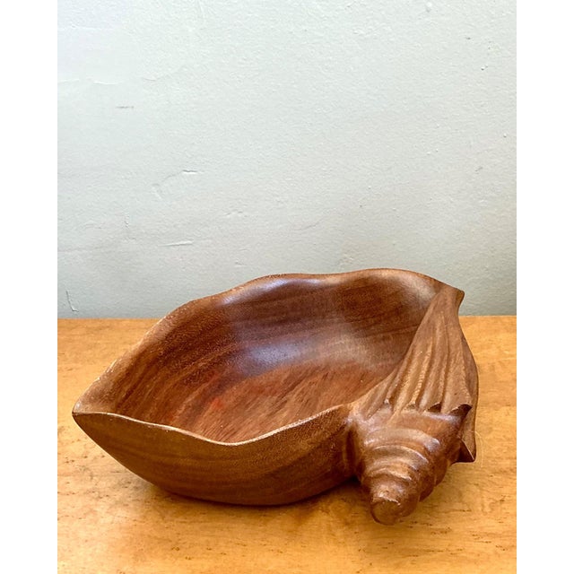 Vintage Carved Wood Shell Bowl For Sale - Image 14 of 16